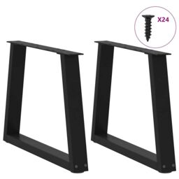 Berkfield Home Dining Table Legs V-Shape 2 pcs Black 60x(42-43.3) cm Steel - thumbnail 3