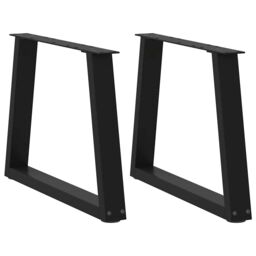 Berkfield Home Dining Table Legs V-Shape 2 pcs Black 60x(42-43.3) cm Steel - thumbnail 1
