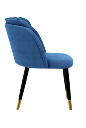 Life Interiors Single Milano Velvet Dining Chair with Stylish Ribbed Back Design, Black Metal Legs with Gold Tips in Blue - thumbnail 3