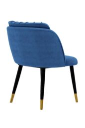 Life Interiors Single Milano Velvet Dining Chair with Stylish Ribbed Back Design, Black Metal Legs with Gold Tips in Blue - thumbnail 4