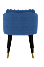 Life Interiors Single Milano Velvet Dining Chair with Stylish Ribbed Back Design, Black Metal Legs with Gold Tips in Blue - thumbnail 5