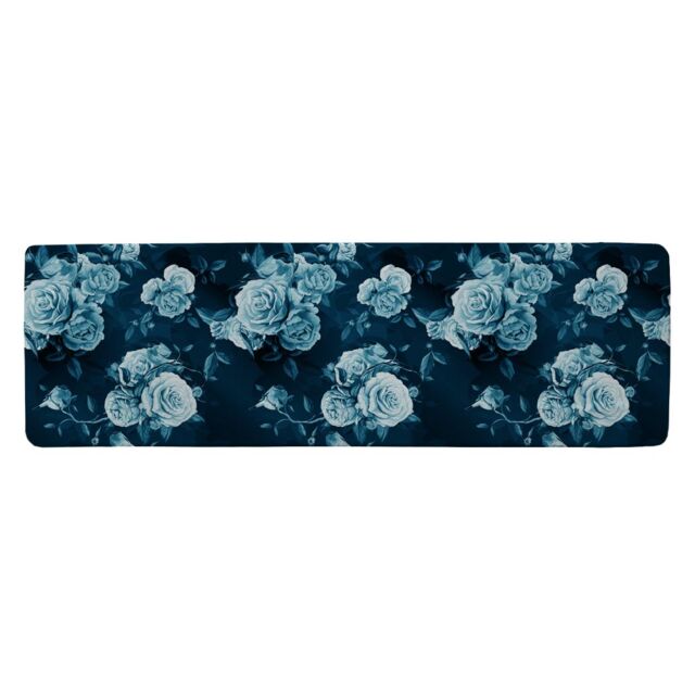 Benjamin Tate Design Winter Blue Roses Runner Rug in Natural - Size: 67 cm x 230 cm - image 1