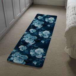 Benjamin Tate Design Winter Blue Roses Runner Rug in Natural - Size: 67 cm x 230 cm - thumbnail 4