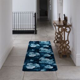 Benjamin Tate Design Winter Blue Roses Runner Rug in Natural - Size: 67 cm x 230 cm - thumbnail 3