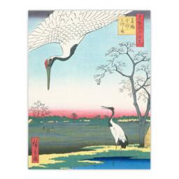 "Artery8 Minowa Kanasugi Cranes Birds Retro Japan Wall Art Print Hiroshige in Green - Size: W12"" x H16""" - thumbnail 1