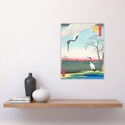 "Artery8 Minowa Kanasugi Cranes Birds Retro Japan Wall Art Print Hiroshige in Green - Size: W12"" x H16""" - thumbnail 4