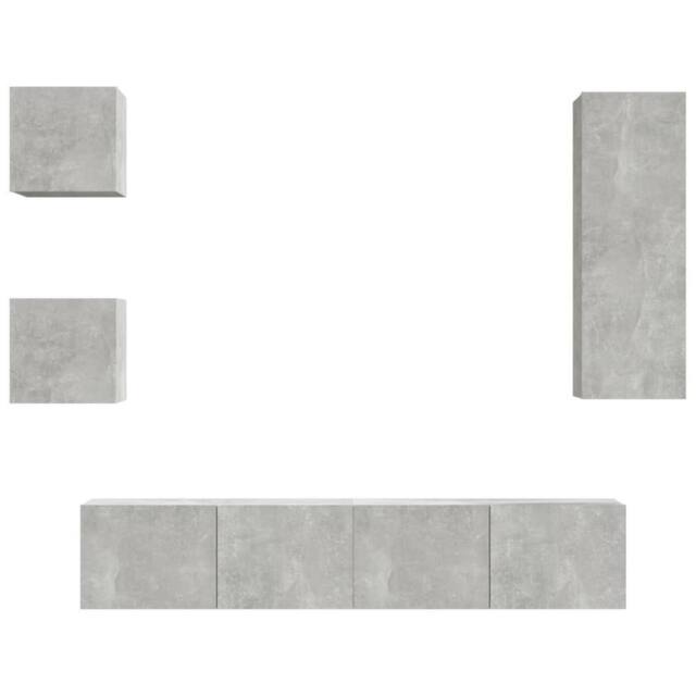 Berkfield Home 5 Piece TV Cabinet Set Concrete Grey Engineered Wood - image 1