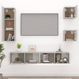 Berkfield Home 5 Piece TV Cabinet Set Concrete Grey Engineered Wood - thumbnail 3