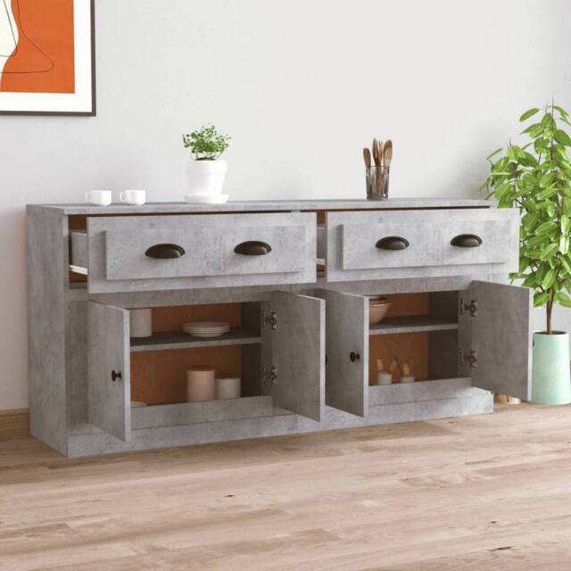 Berkfield Home Sideboards 2 pcs Concrete Grey Engineered Wood - image 1