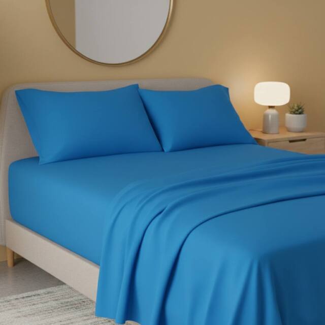 Snug City Flannelette Flat Sheet Soft Brushed Cotton Bedding for Warmth Comfort in Teal - Size: Super King - image 1
