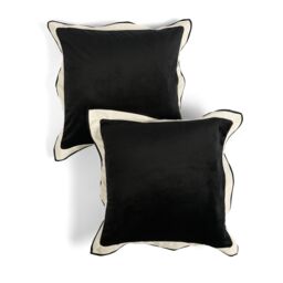 OHS 2 Pack Matte Velvet Oxford Edge Square Cushion Covers, Black/White in Black - Size: 45 cm x 45 cm - thumbnail 3