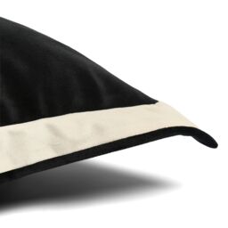 OHS 2 Pack Matte Velvet Oxford Edge Square Cushion Covers, Black/White in Black - Size: 45 cm x 45 cm - thumbnail 5