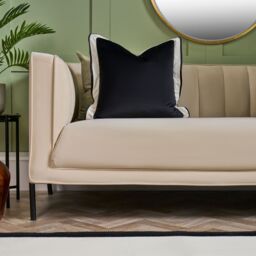 OHS 2 Pack Matte Velvet Oxford Edge Square Cushion Covers, Black/White in Black - Size: 45 cm x 45 cm - thumbnail 1