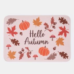 OHS House Door Kitchen Floor Rug Cosy Autumn Mat, Leaves/Boots - 40 x 60cm in Burnt Orange - Size: Small - thumbnail 2