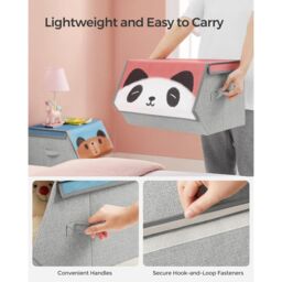 SONGMICS Set of 3 Kids Storage Stackable Toy Boxes Folding Organizers in Mid Grey - thumbnail 5