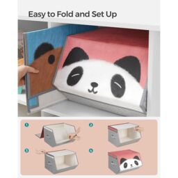 SONGMICS Set of 3 Kids Storage Stackable Toy Boxes Folding Organizers in Mid Grey - thumbnail 6