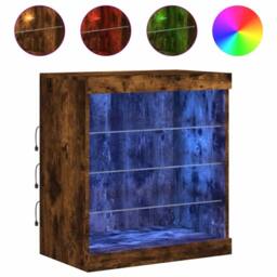 Berkfield Home Sideboard with LED Lights Smoked Oak 60.5x37x67 cm in Brown - thumbnail 3
