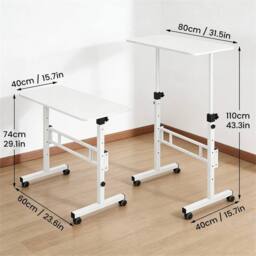 SPETLEK Height Adjustable Standing Desk 80x40cm Mobile Small Desk white - Size: 0.6m2 - thumbnail 2