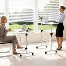 SPETLEK Height Adjustable Standing Desk 80x40cm Mobile Small Desk white - Size: 0.6m2 - thumbnail 3
