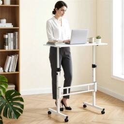 SPETLEK Height Adjustable Standing Desk 80x40cm Mobile Small Desk white - Size: 0.6m2 - thumbnail 4