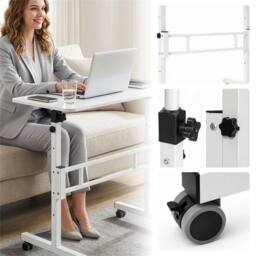 SPETLEK Height Adjustable Standing Desk 80x40cm Mobile Small Desk white - Size: 0.6m2 - thumbnail 5