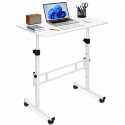 SPETLEK Height Adjustable Standing Desk 80x40cm Mobile Small Desk white - Size: 0.6m2