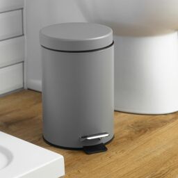 Harbour Housewares 2x Round Bathroom Pedal Bins - 3L Stainless Steel Slim Rubbish Dustbin in Grey - thumbnail 6