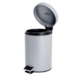Harbour Housewares 2x Round Bathroom Pedal Bins - 3L Stainless Steel Slim Rubbish Dustbin in Grey - thumbnail 4