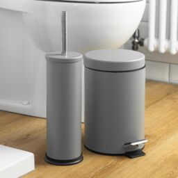 Harbour Housewares 2x Round Bathroom Pedal Bins - 3L Stainless Steel Slim Rubbish Dustbin in Grey - thumbnail 7