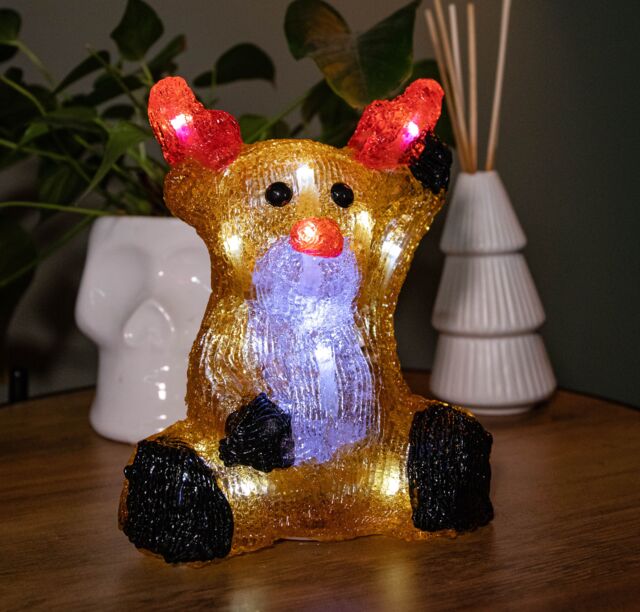 Samuel Alexander 20cm Acrylic Sitting Christmas Reindeer Decoration in Brown - image 1