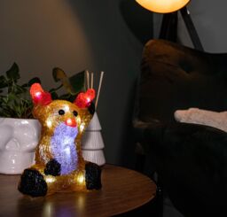 Samuel Alexander 20cm Acrylic Sitting Christmas Reindeer Decoration in Brown - thumbnail 2
