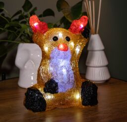 Samuel Alexander 20cm Acrylic Sitting Christmas Reindeer Decoration in Brown - thumbnail 1
