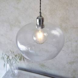 Netlighting Livorno Dome Pendant Hammered Glass in Grey - thumbnail 3