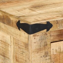 Berkfield Home Shoe Bench 110x35x50 cm Solid Rough Wood Mango in Brown - Size: 110 x 35 x 50 cm - thumbnail 9