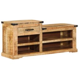Berkfield Home Shoe Bench 110x35x50 cm Solid Rough Wood Mango in Brown - Size: 110 x 35 x 50 cm - thumbnail 2