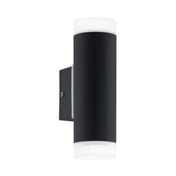 Loops IP44 Outdoor Wall Light Black Up & Down Light 2 x 5W GU10 Bulb Porch Lamp