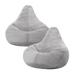 icon Dalton Cord Adult Bean Bag Chair, Set of 2 in Light Grey