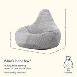 icon Dalton Cord Adult Bean Bag Chair, Set of 2 in Light Grey - thumbnail 6