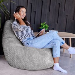icon Dalton Cord Adult Bean Bag Chair, Set of 2 in Light Grey - thumbnail 2