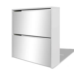 Berkfield Home Shoe Cabinet 2-Layer Mirror White 63x17x67 cm - Size: 63 x 17 x 67 cm - thumbnail 1