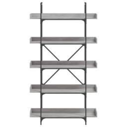 Berkfield Home Bookcase 5-Tier Grey Sonoma 100x33x180.5 cm Engineered Wood - thumbnail 4
