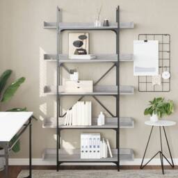 Berkfield Home Bookcase 5-Tier Grey Sonoma 100x33x180.5 cm Engineered Wood - thumbnail 3