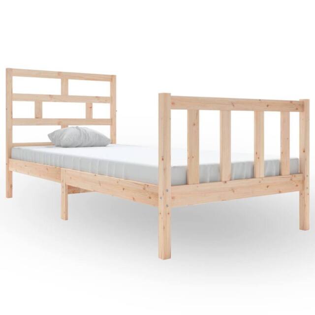 Berkfield Home Bed Frame Solid Wood Pine 90x200 cm in Light Oak - image 1