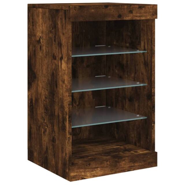 Berkfield Home Sideboard with LED Lights Smoked Oak 41x37x67 cm in Brown - Size: 41 x 37 x 67 cm - image 1