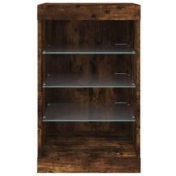 Berkfield Home Sideboard with LED Lights Smoked Oak 41x37x67 cm in Brown - Size: 41 x 37 x 67 cm - thumbnail 6