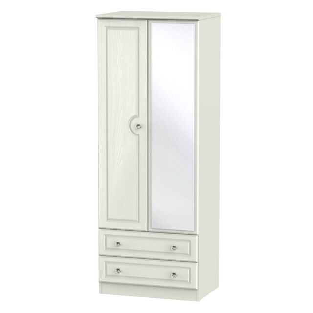 Ready Assembled 2 U Hilton Tall 2 Door 2drw Mirrored Wardrobe (Ready Assembled) in Taupe