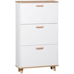 HOMCOM Slim Shoe Storage Cabinet with 3 Drawers & Adjustable Shelves for Hallway in White - thumbnail 2