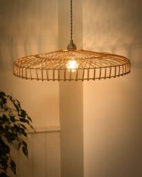 Dibor Traditional Rattan Flush Wide Easy Fit Decor Ceiling Shade H12 x D57cm in Beige