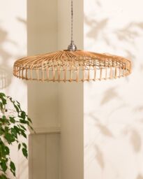 Dibor Traditional Rattan Flush Wide Easy Fit Decor Ceiling Shade H12 x D57cm in Beige - thumbnail 2