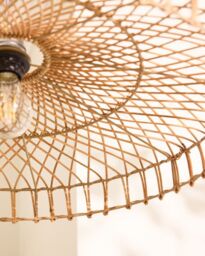 Dibor Traditional Rattan Flush Wide Easy Fit Decor Ceiling Shade H12 x D57cm in Beige - thumbnail 3
